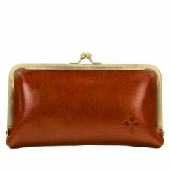 New 😀 Patricia Nash Everly Leather Frame Wallet Vintage Tan 🥰