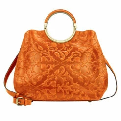 Coupon 😉 Patricia Nash Arenzano Leather Double Ring Shopper Citrus Rose 🔔