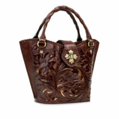 Cheapest 🥰 Patricia Nash Ninetta Leather V-Shaped Tooled Tote Blue Coral ✨ -Vintage Leather Handbag Store unnamed file 397