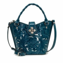 Cheapest 🥰 Patricia Nash Ninetta Leather V-Shaped Tooled Tote Blue Coral ✨ -Vintage Leather Handbag Store unnamed file 399