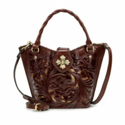 Cheapest 🥰 Patricia Nash Ninetta Leather V-Shaped Tooled Tote Blue Coral ✨ -Vintage Leather Handbag Store unnamed file 400