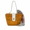 Buy 🛒 Patricia Nash Caselle Spring Wicker Basket Bag With Scarf Tan/white 👏