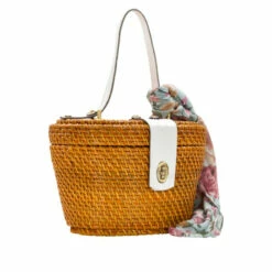 Buy 🛒 Patricia Nash Caselle Spring Wicker Basket Bag With Scarf Tan/white 👏 -Vintage Leather Handbag Store unnamed file 435