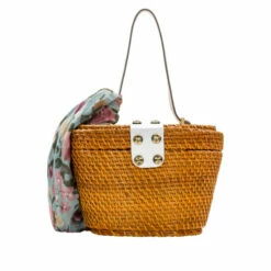 Buy 🛒 Patricia Nash Caselle Spring Wicker Basket Bag With Scarf Tan/white 👏 -Vintage Leather Handbag Store unnamed file 436