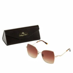 Coupon 👏 Patricia Nash Sophia Square Aviator 👓 Sunglasses Gold/brown 😀