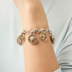 Brand new 🔔 Patricia Nash Two-Tone Compass Charm Bracelet 👍 -Vintage Leather Handbag Store unnamed file 467