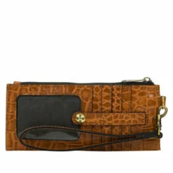 Vintage Leather Handbag Store 21 Best deal π Patricia Nash Alanna Leather Credit Card Wristlet Wallet Cognac Croc π€©