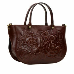 Coupon 💯 Patricia Nash Fairford Leather Satchel Berry Red Tooled 💯 -Vintage Leather Handbag Store unnamed file 582