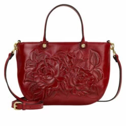 Coupon 💯 Patricia Nash Fairford Leather Satchel Berry Red Tooled 💯 -Vintage Leather Handbag Store unnamed file 584