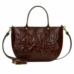 Coupon 💯 Patricia Nash Fairford Leather Satchel Berry Red Tooled 💯 -Vintage Leather Handbag Store unnamed file 585