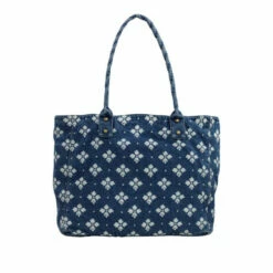 Buy ⌛ Patricia Nash Rothley Logo Cotton Tote Light Blue 🔥