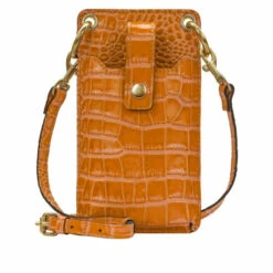 Outlet 🔥 Patricia Nash Farleigh Leather Phone Crossbody Wallet Cognac Croc 🔥