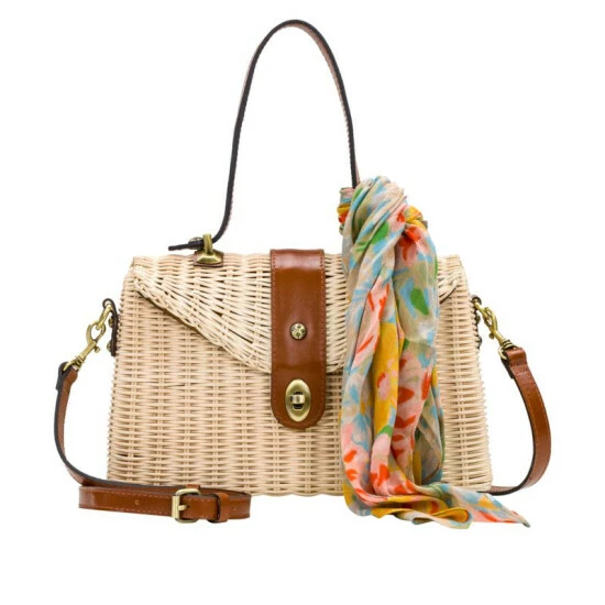 Budget π Patricia Nash Mersea Rattan Satchel With Scarf Safflower Blue π€© 7 Budget π Patricia Nash Mersea Rattan Satchel With Scarf Safflower Blue π€© - Image 5