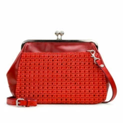 Budget 👏 Patricia Nash Casini Leather Frame Satchel Blue Looped Weave ✨ -Vintage Leather Handbag Store unnamed file 883